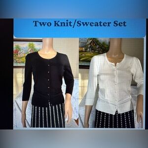 TWO Halogen Sweaters Black & White